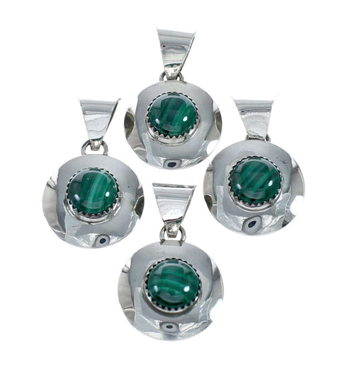 Navajo Indian Authentic Sterling Silver Malachite Pendant NX11529